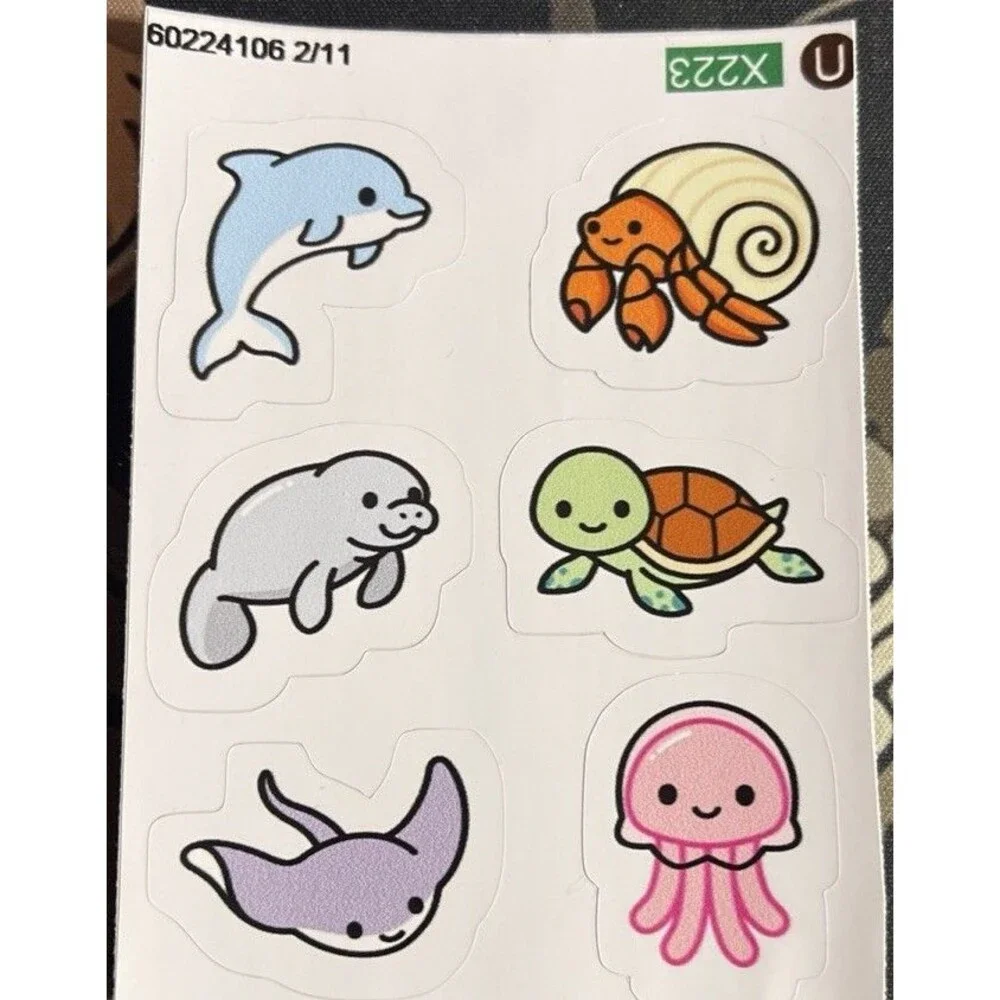 Vinyl Animal StickersMini Sheet 6 Stickers 1” x 1” Water Bottle Water Proof Cute